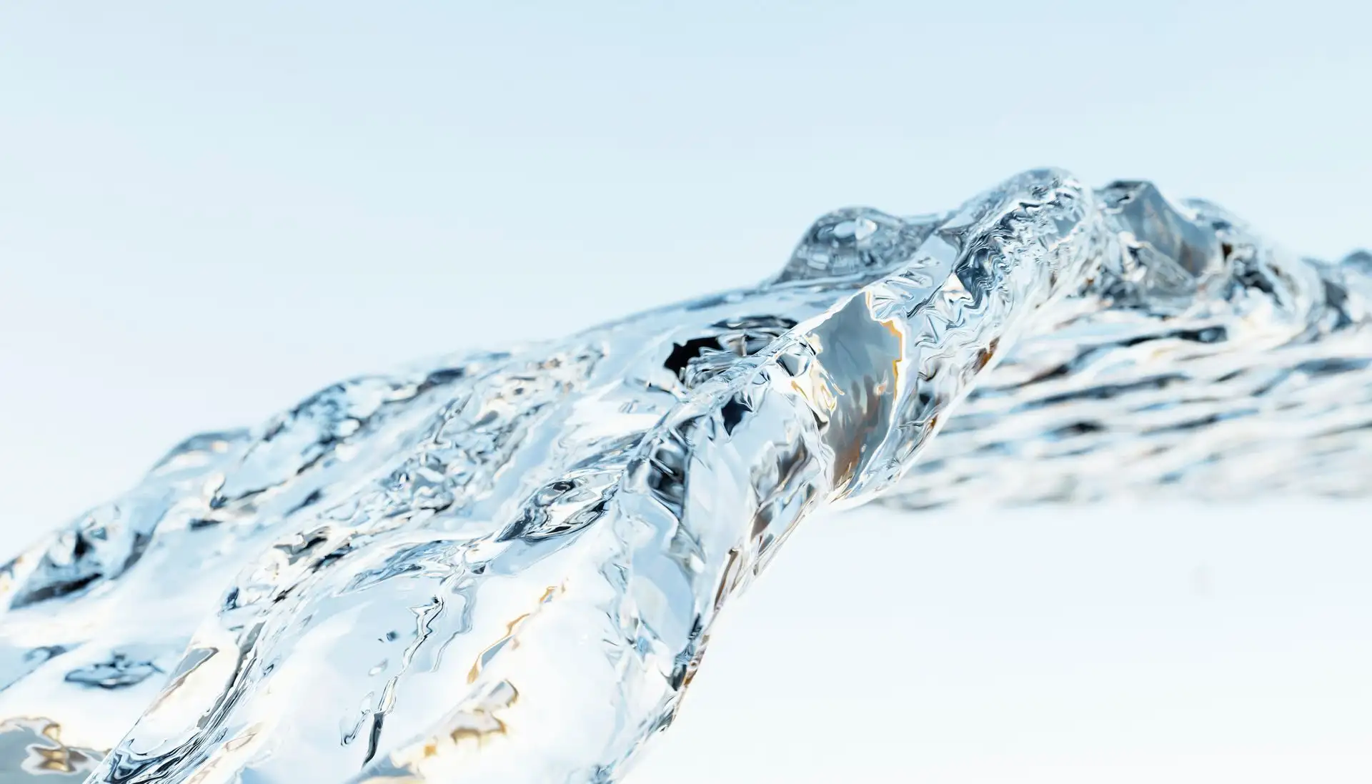 Clear, clean well water flowing in a wave